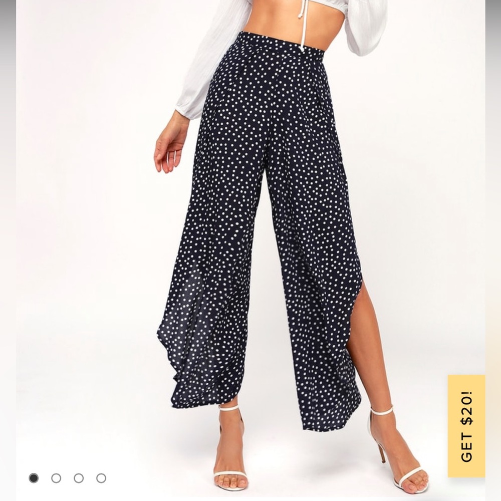 Polka dot palazzo side slit pant